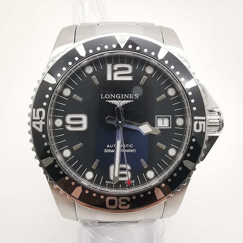 Longines/sports Diving Comas SeriesL3.742.4.56.6Men 's Mechanical Watch Black Plate Steel Belt Gauge Diameter41mm