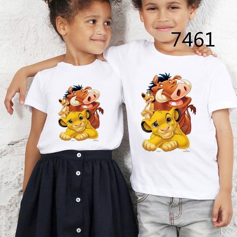 100-150cm Casual Kids Fashion Lion King Boys Top Cartoon Anime T shirt oversize blouse Tees Round Neck t-shirt