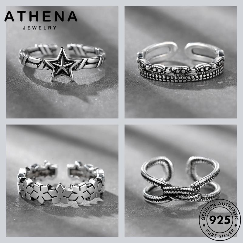 ATHENA JEWELRY ผู้หญิง เพชร แท้ 925 ย้อนยุค แหวน แหวนปรับได้ เงิน M151