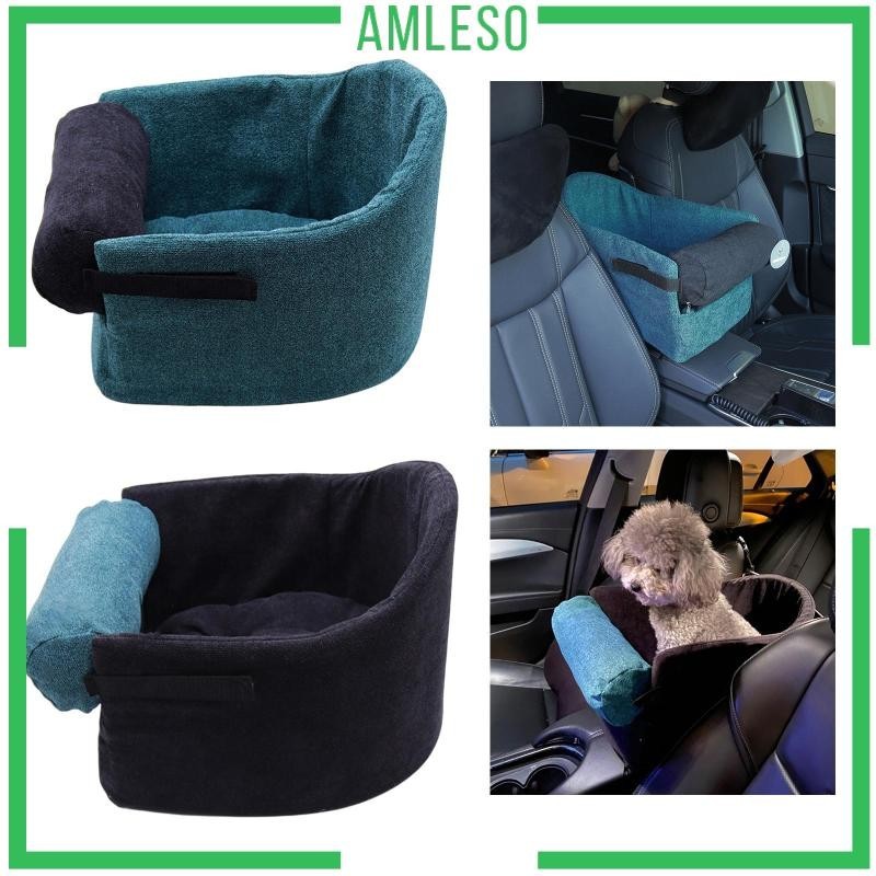 [ Amleso ] Portable Small Dog Car Seat Booster Car Travel Seat Basket สีดํา