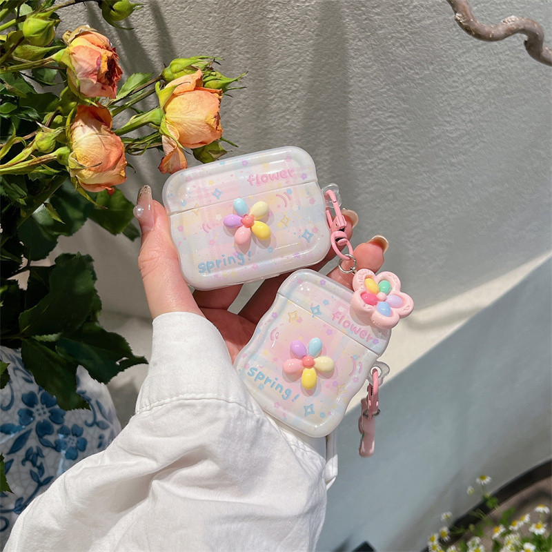 ดอกไม้สีสันสดใส เหมาะสําหรับ Airpods4 Airpods1/2 3 Pro2 ชุดหูฟังไร้สายบลูทูธป้องกันกรณี AirPods Pro Pro2 3 4 หูฟังป้องกันกรณี