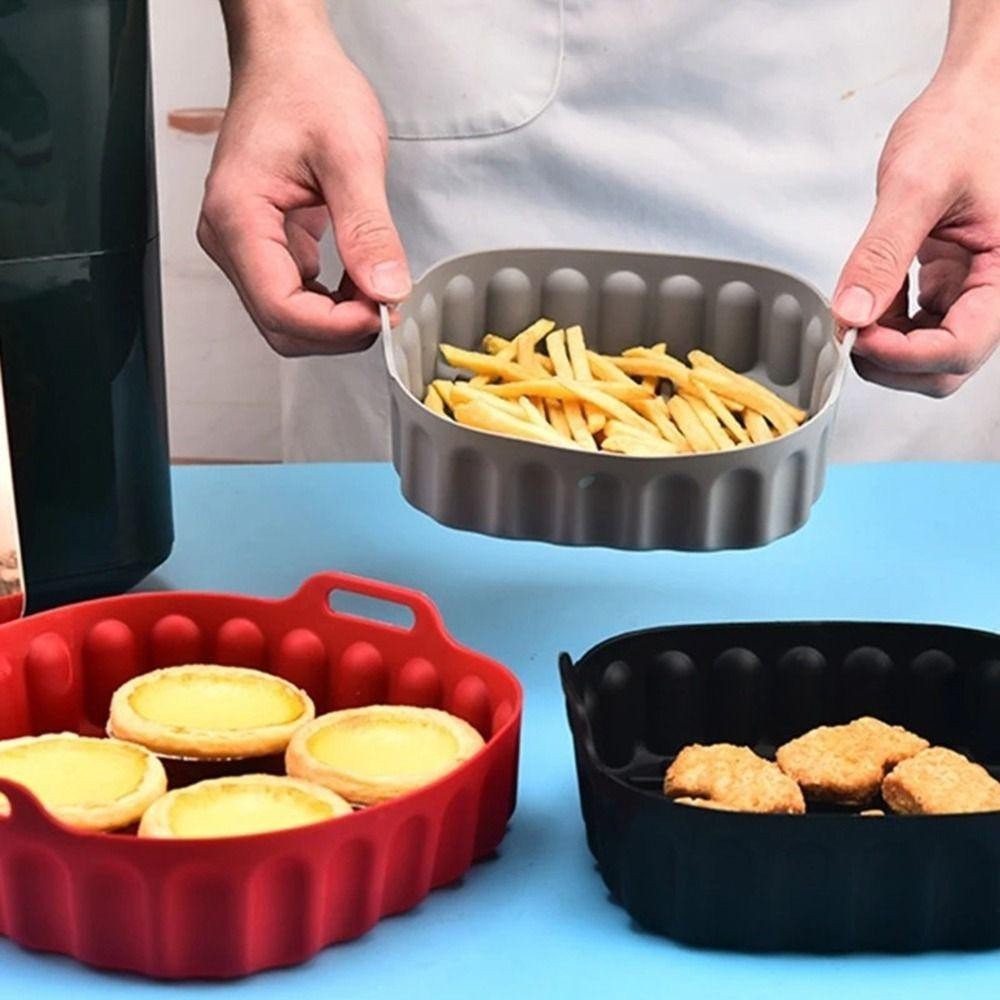 เบอร์ซ ซิลิโคนรองหม้อทอดอากาศ,สแควร์หลายสีหม้อทอดอากาศถาดอบ,ทนทานทอดอากาศแทรก7/8นิ้วอาหารเกรด เครื่องทอดอากาศ ซิลิโคนตะกร้าเตาอบอุปกรณ์ไมโครเว - รูปที่ 4