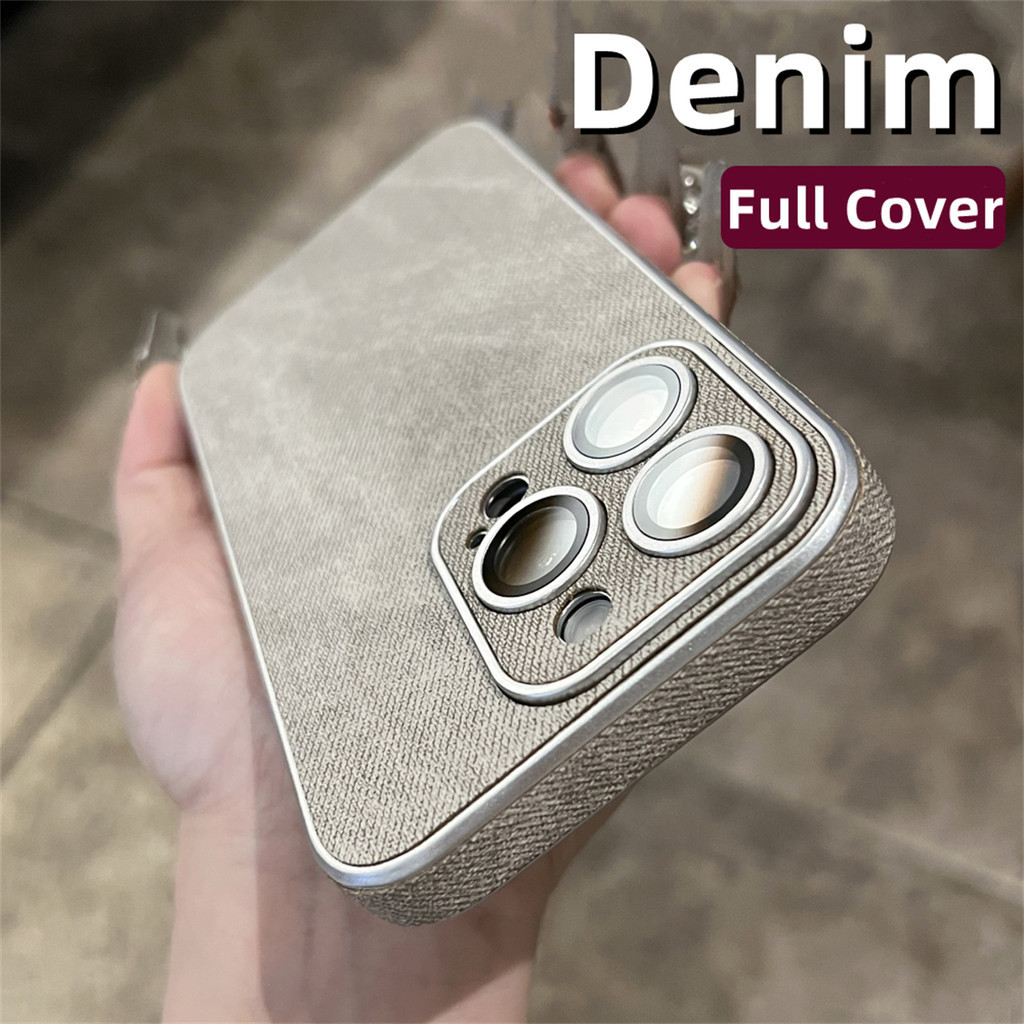 ผ้ายีนส์เนื้อเคสโทรศัพท์สําหรับ ไอโฟน 15 มือโปร สูงสุด 11 12 13 14 มือโปร สูงสุด ปลอกอ่อนป้องกันกล้องฝาครอบกันกระแทก