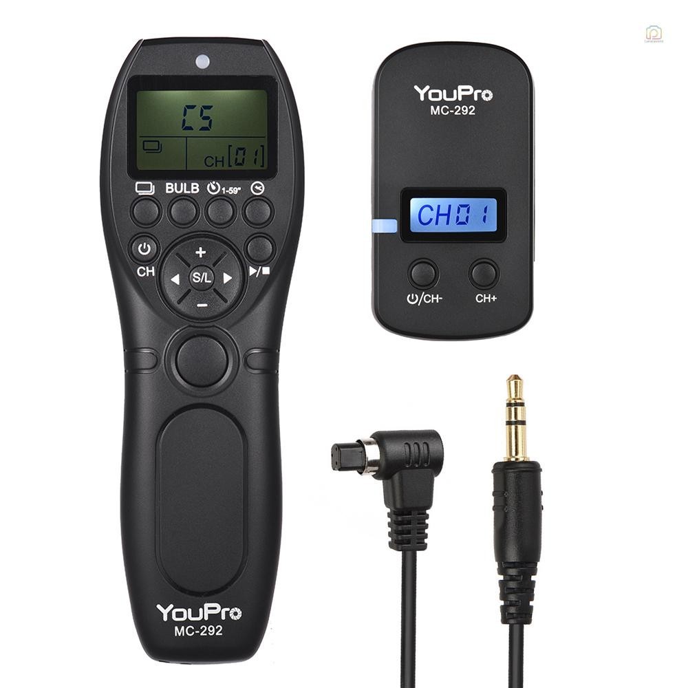 Youpro MC-292 N3 2.4G รีโมทคอนโทรลไร้สาย LCD Timer Shutter Release Transmitter Receiver 32 ช่องสําหร