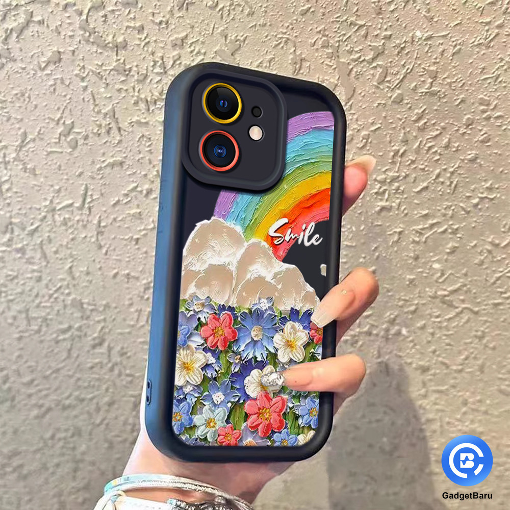 ดอกไม้สายรุ้งกรณีตัวป้องกันเลนส์ป้องกันการล่มสลาย softcase hp vivo Y12 Y11 Y12I Y15 Y17 Y17S Y19 U3 