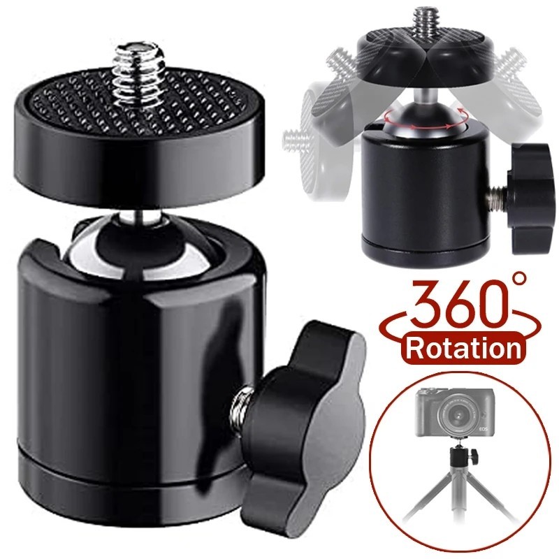 Mini Ball Head Screw Tripod Mount 360 Degree Rotating Mount Base Adapter for DSLR Camera Nikon IPhone 15 Pro Max