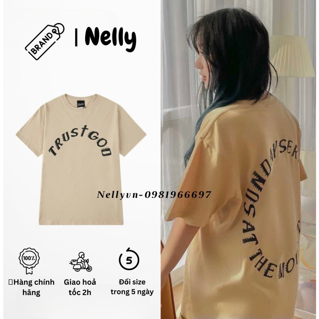 เสื้อยืด unisex NELLYHEYBIG ของแท้ เสื้อยืดทรงหลวมไอดอล Lisa Blackpink รหัสสีเบจ BHYHDX68.