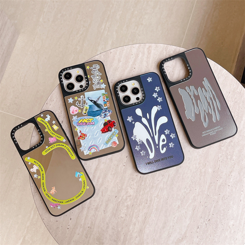 Casetifg NCT DREAM คุณภาพสูงกระจกเคสโทรศัพท์พร้อมกล่องสําหรับ iPhone 11 12 13 14 15 Pro Max 15 14 Plus นุ่มด้านข้างตัวอักษรแกะสลักป้องกันปลอกกันกระแทก Hard PC ฝาหลัง