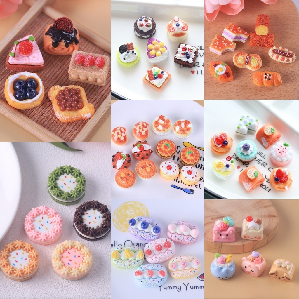 10pcs จําลอง Miniature ตกแต ่ ง Mini วันเกิดเค ้ กเรซิ ่ น Flatbacks DIY Handmade พวงกุญแจโทรศัพท ์ วัสดุอุปกรณ ์ เสริม