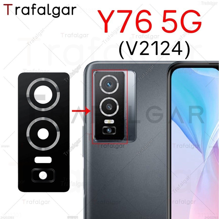 ฝาครอบเลนส์กระจกกล้องด้านหลังสําหรับ Vivo Y76 5G V2124 เปลี่ยนด้วยสติกเกอร์กาว