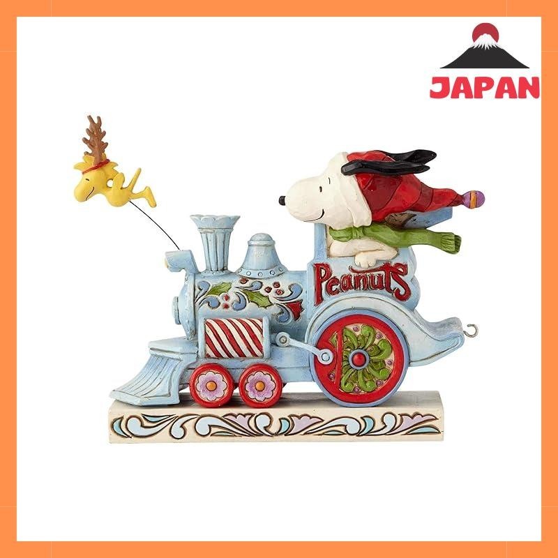 [Direct from Japan][Brand New]Enesco Peanuts by Jim Shore Snoopy and Woodstock Christmas Train Car Figurine, 4.75 Inch, Multicolor