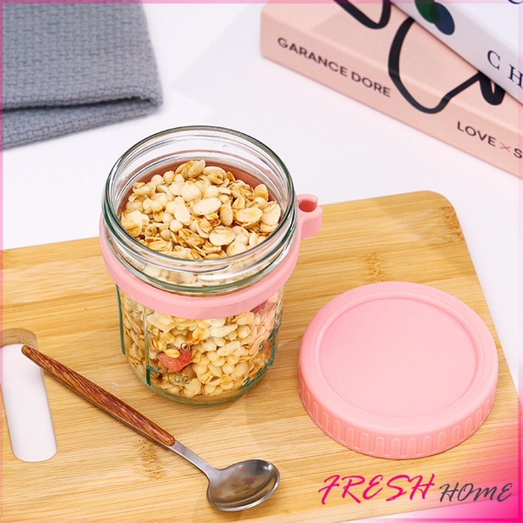 Fresh กล่องใส่อาหารเช้า 350ml ใส่ข้าวโอ๊ต ซีเรียล มีช้อนพร้อมฝาปิด Oats Containers - รูปที่ 4