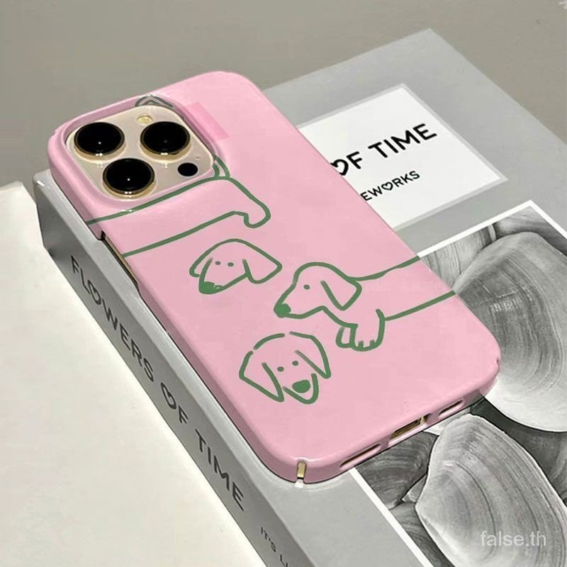 Creative Art สีชมพูสีเขียว Contrast สีไส้กรอกสุนัข Apple เคสโทรศัพท์เหมาะสําหรับ iPhone 13 14 Pro Max ป้องกันฝุ่น 15 Plus XR 8 Plus เคสซิลิโคน XR 7 Plus XS Max เคสแข็ง 12 Pro Max 11 Shock-resistant