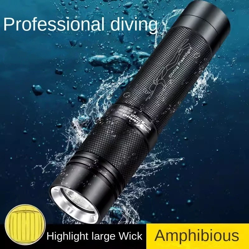 Professional LED ไฟฉายดําน ้ ําอลูมิเนียมลึกไฟฉายกันน ้ ําแสงที ่ แข ็ งแกร ่ งโคมไฟดําน ้ ําระยะไกล