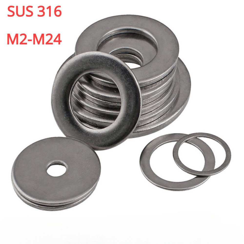 [ Ymh1 ] แหวนอีแปะ แหวนรอง น็อตสกรู สแตนเลส 316 M2-M24 / Flat Washer Stainless Screw SUS316