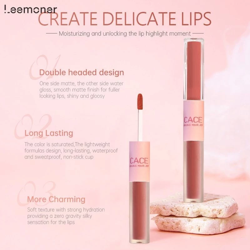 Lemon❤️Cace ลิปสติก ลิปกลอส เนื้อแมตต์ แบบสองหัว ให้ความชุ่มชื้น ไม่ติดแก้ว-LN thumbnail 4