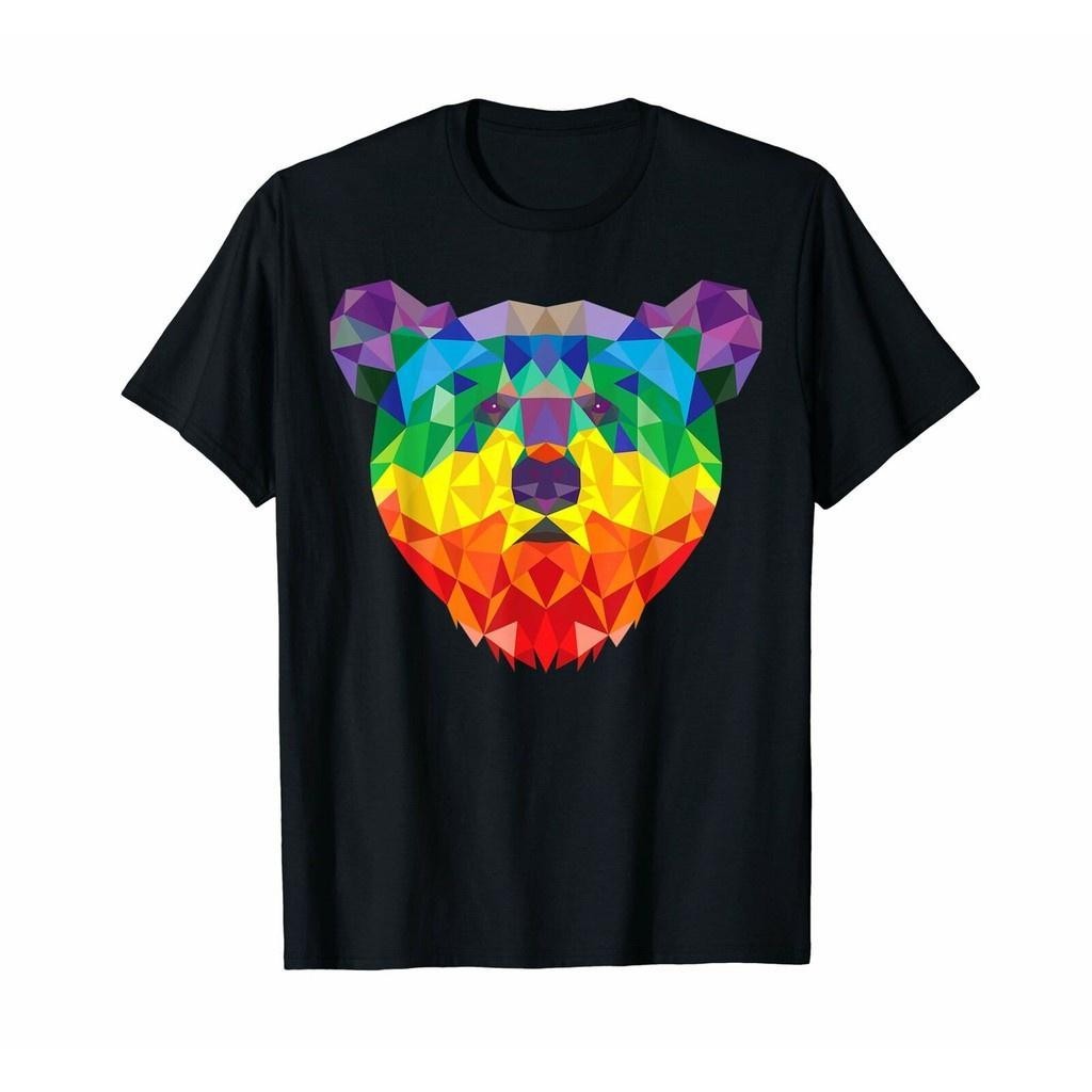 Pride Month Lgbtแขนสั้น เสื้อยืดผู้ชาย หมีเรขาคณิต LGBT ธงสายรุ้งเกย์ PRIDE ผ้าดีมากก เดือนความภาค