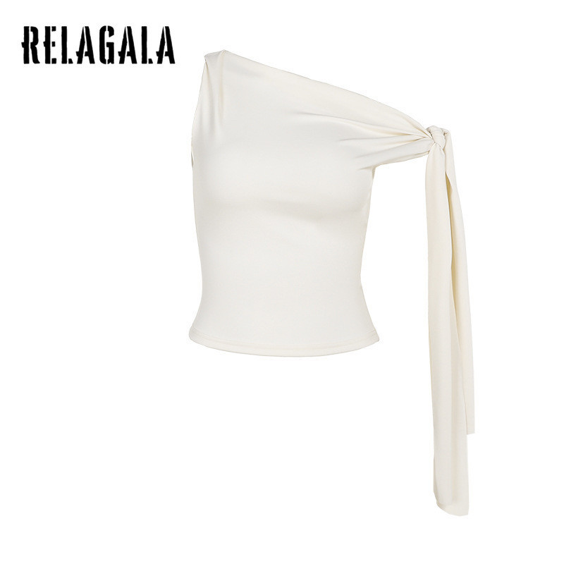 Relagala ผู ้ หญิง 2024 ใหม ่ แฟชั ่ นสบายๆเซ ็ กซี ่ สีทึบไหล ่ Streamer ถังอเนกประสงค ์