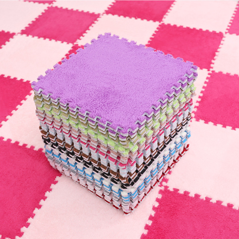 10pcs 30X30cm DIY Stitching Velvet Floor Mat Suede Carpet Puzzle Foam Rugs EVA Bedroom Household Crawling Mat