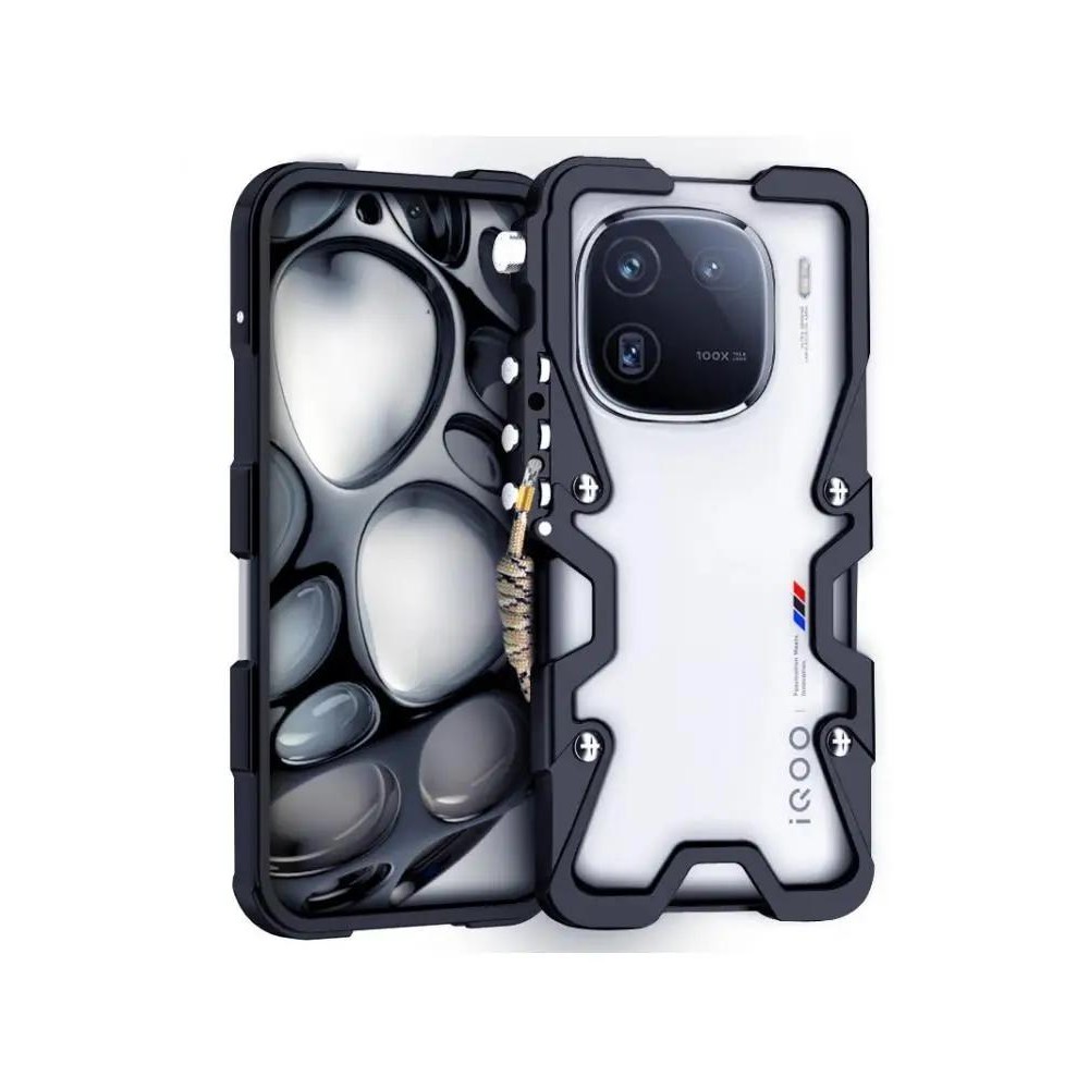 เกราะหรูหราโลหะอลูมิเนียมกรณีกันชนสําหรับ Vivo iQOO Z10 Z9 Turbo Iqoo Z9X 5G V30 Pro IQOO 12 Pro 11 Pro 13 NEO 10 5G ฝาครอบ Mechanical Purely Handmade Skull กรณี