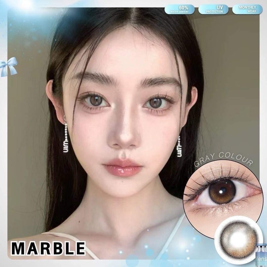 Marble Gray ขนาดตาโต กรองแสงuv เลนส์แท้จดทะเบียนถูกต้อง ผ่านอย.ไทย บิ๊กอายส์  Bigeyes