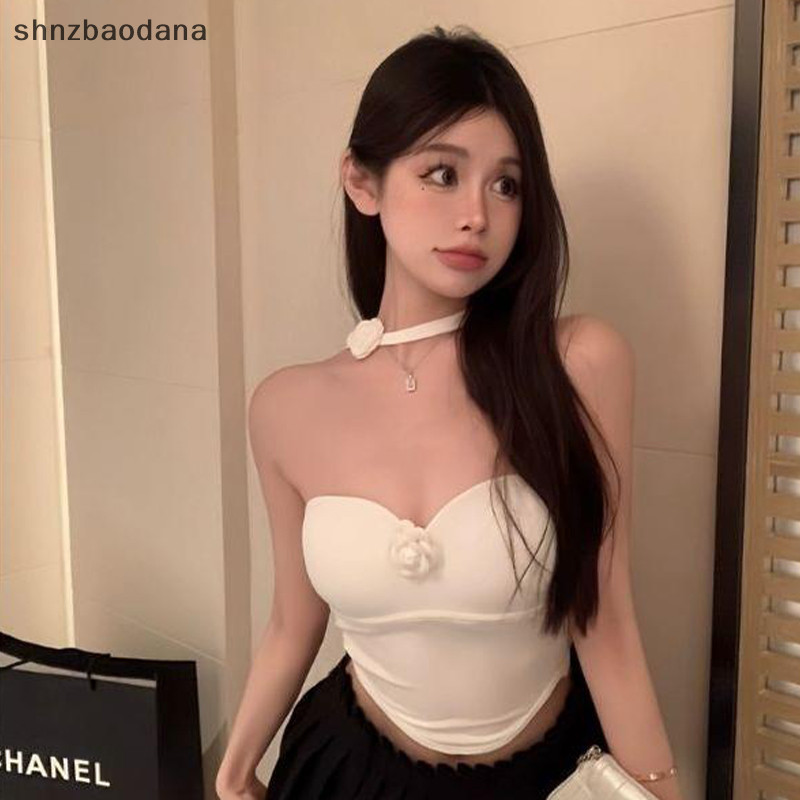[SHNZAA] เข็มขัดแขวนลายดอกไม้ฤดูร้อน เสื้อกล้ามแขนกุดเกาะอกเซ็กซี่ FSSG