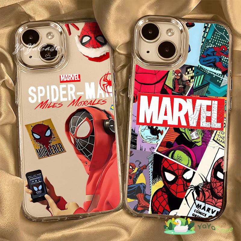 🦢สำหรับ iPhone11 13 Case FOR เคสไอโฟน14 15 12 pro max 7 8 14 15 Plus X XR XS Max สไปเดอร์แมน รุ่น ขั้นสูง กรอบรูปโลหะเคส