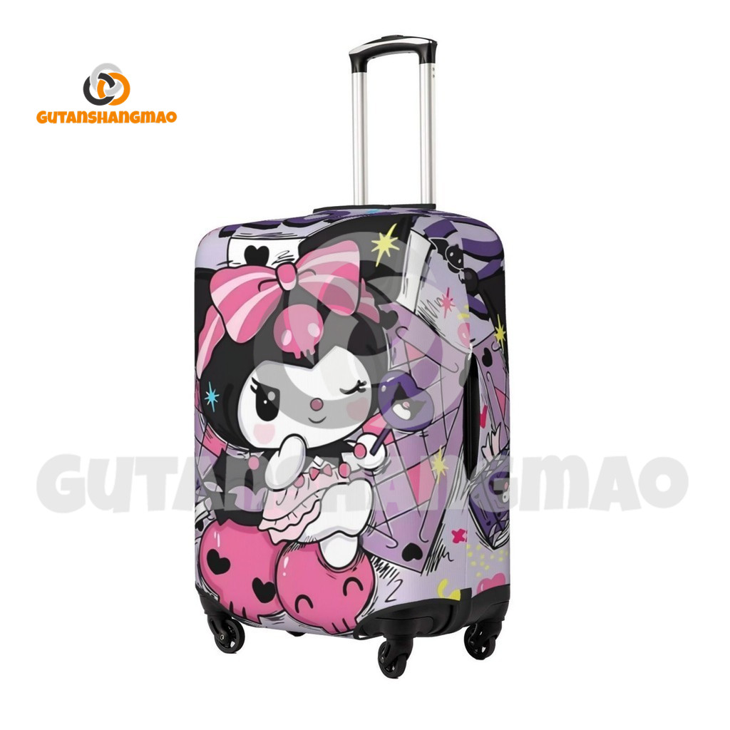 Sanrio Kuromi ผ้าคลุมกระเป๋าเดินทางแบบซักได้ ผ้าคลุมกระเป๋าเดินทางป้องกันรอยขีดข่วน เหมาะกับกระเป๋าเดินทางขนาด 18-32 นิ้ว ราคา ถูกที่สุด ดีลบีเคเค แกลเลอรีภาพที่ 2