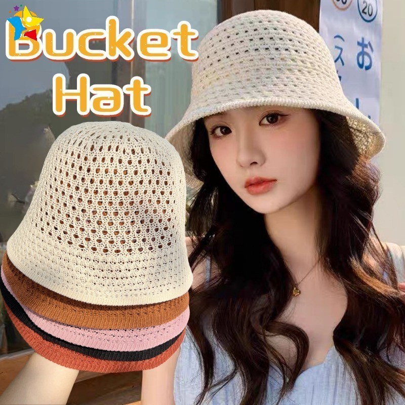 แฟชั ่ นถัก Shade สีทึบกว ้ าง Brim ผู ้ หญิงหมวกชาวประมงฤดูร ้ อนฟางทอ Sun Visor หมวก Hollow Breathable หมวกชายหาด
