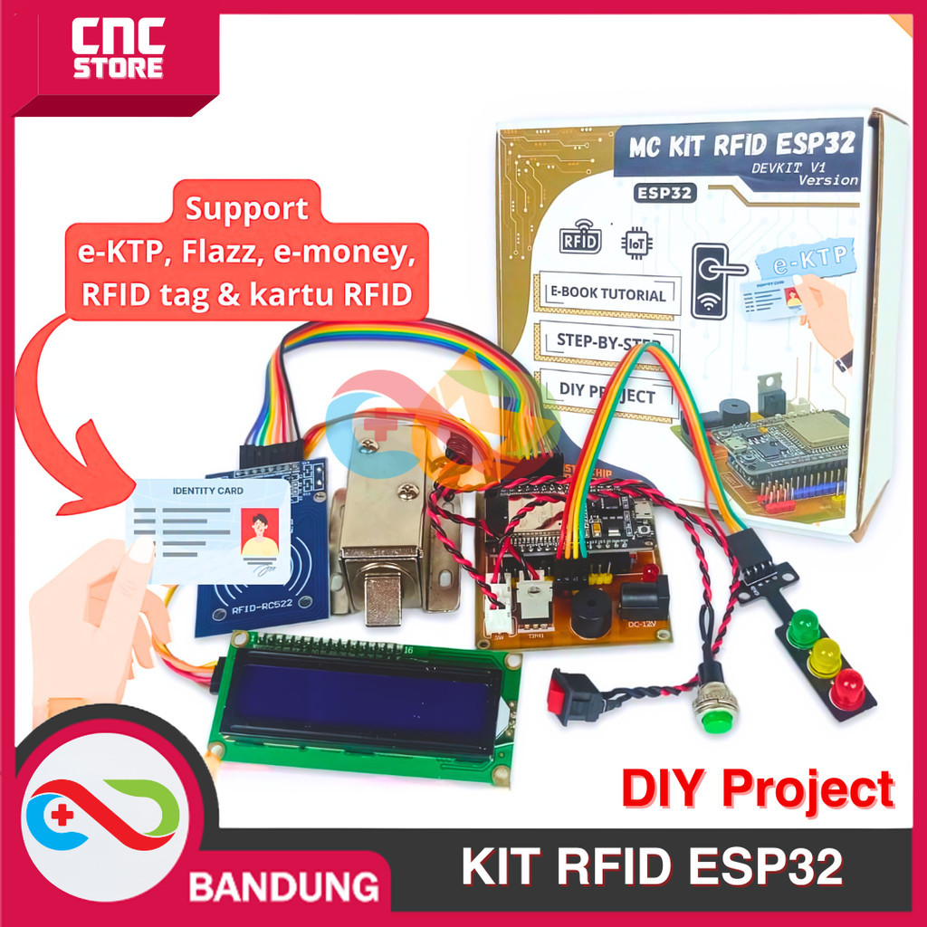RFID KIT ESP32 IOT SMART SECURITY SYSTEM DOORLOCK E-KTP E-TOL E-SIM DIY PROJECT