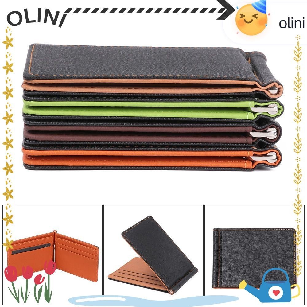 กระเป๋าสตางค์บางเฉียบพับได้แฟชั่นบุรุษใส่บัตรเครดิต [Olini]