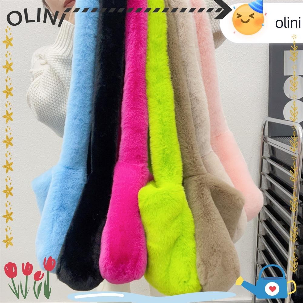 Olini กระเป๋าปุย, กระเป๋าสะพายขน มารยาท นุ่ม, สีลูกกวาดสวยน่ารักขนยาวกระเป๋าโท้ตสําหรับสาวผู้หญิง