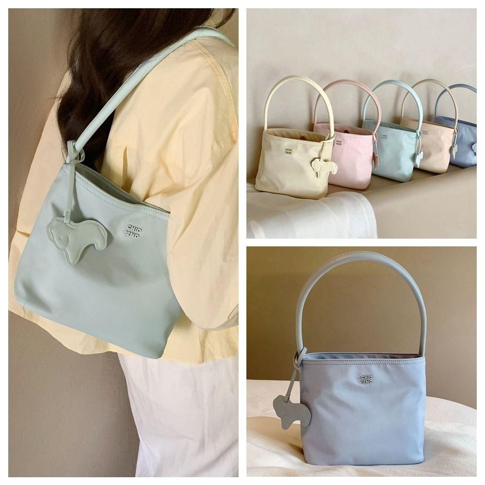 Fashionhubz Summer Letter Underarm Bag Nylon Girl Fashion Casual and Versatile Bucket Bag