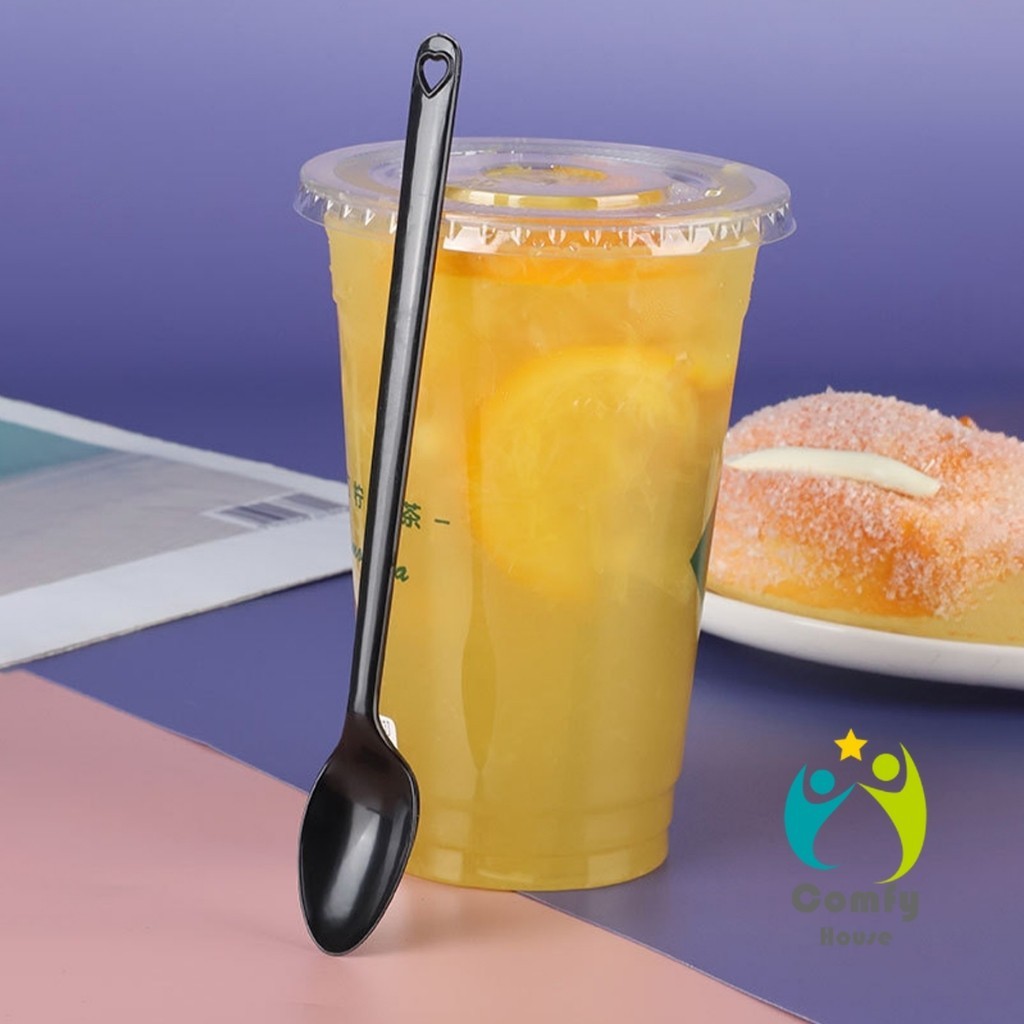 Comfy ช้อนพลาสติก 100 ชิ้น ใช้แล้วทิ้ง สำหรับตักไอศกรีมและของหวาน (ราคาถูก ส่งฟรี) Coffee spoon - รูปที่ 4