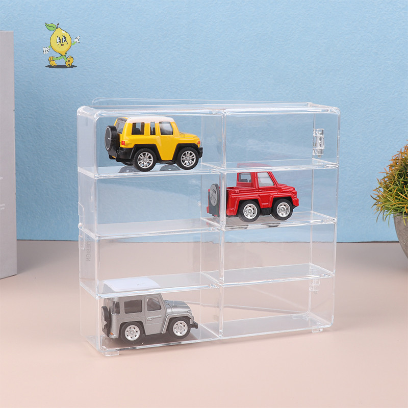 [mozh] 1:64 Scale Car Model Storage Box 8 Slot Clear Display Shelf Toy Car Dust Storage Container Fo