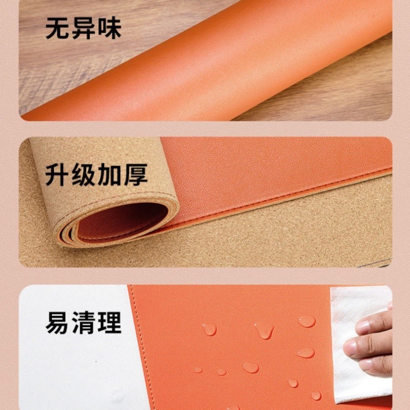 แผ ่ นรองเมาส ์ ขนาดใหญ ่ 3.8 มม.หนา PVC หนัง Cork วัสดุโต ๊ ะ Pad 60X30 80X40 90X43 ซม