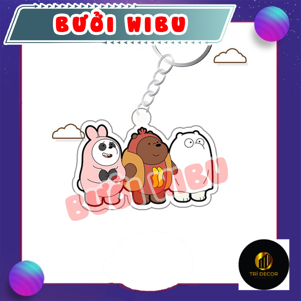 พวงกุญแจอะคริลิค we bare bears grizzly bear แพนด้าขาว อุปกรณ์เสริมสําหรับกระเป๋าถือ7