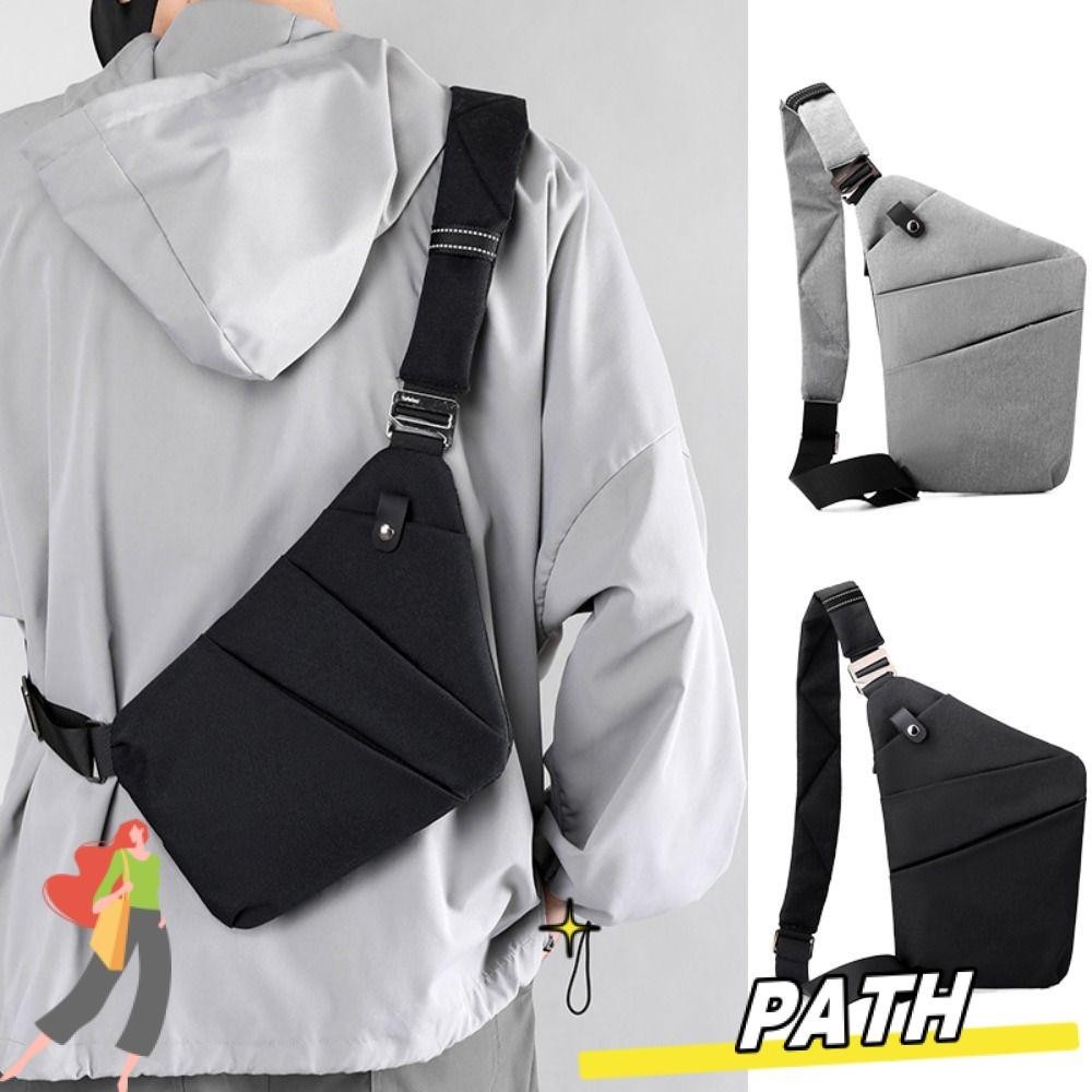 Path Travel Sling Bag, Nylon Anti-theft Small Chest Bag, Zipper Large Capacity Ultra Thin Mini Crossbody Bag