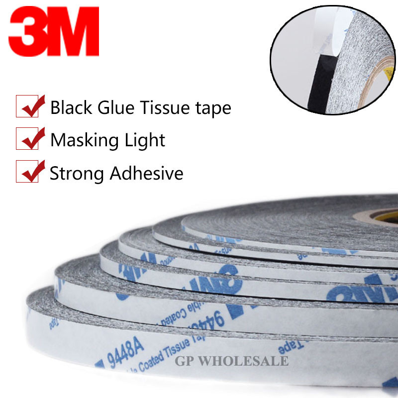 (1 มม. ~ 10 มม. * 50 เมตร), Ultra Thin & Slim 3M 9448 สีดําเทปกาวสองหน้าสําหรับโทรศัพท์มือถือหน้าจอจ
