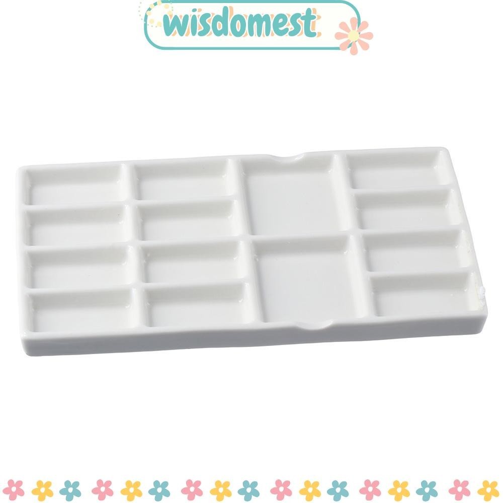 Wisdomest ถาดผสม 8 นิ ้ วสีเซรามิกสี ่ เหลี ่ ยมผืนผ ้ า palette, สําหรับจิตรกร 14 Wells หัตถกรรมสําหรับภาพวาดอะคริลิค