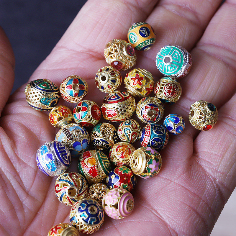 Spacer ลูกปัดทองแดง-Clad Gold-Plated Dripping น ้ ํามัน Cloisonne มงคล Cloud รอบลูกปัด Return Spacer ลูกปัดอุปกรณ ์ เสริม diy Handmade