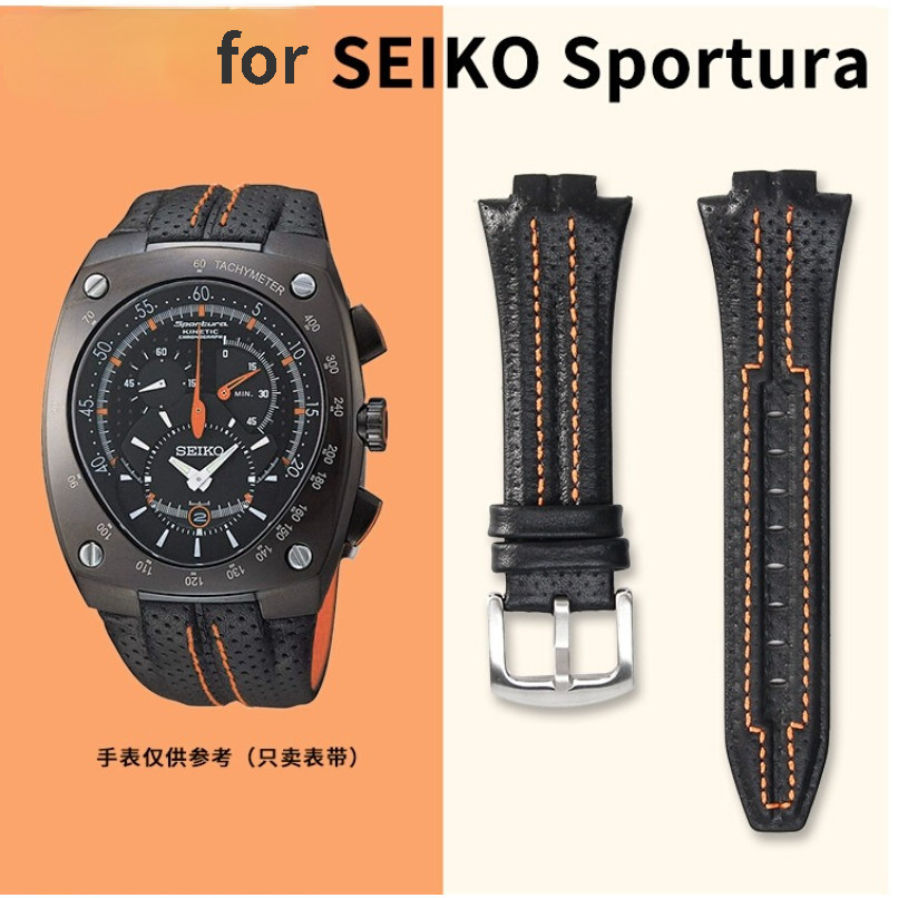 Cowhide สายนาฬิกาหนังแท ้ สําหรับ Seiko sportura SNL029P2 SNL021P1 SNA595P2 SNL017P1 สายนาฬิกาอุปกรณ