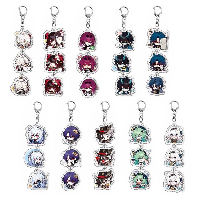 อะนิเมะ Honkai: Star Rail Firefly Aventurine Sparkle พวงกุญแจอะคริลิคกระเป๋าเป้สะพายหลังจี้ชุดสามชิ้นเกมอุปกรณ์ต่อพ่วงของขวัญ