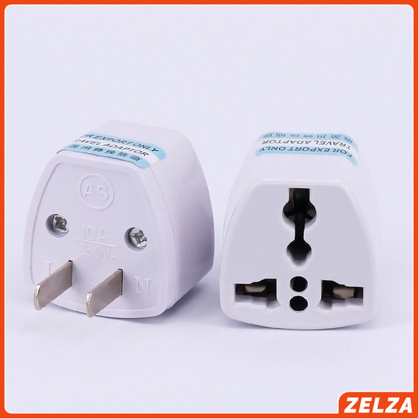 ZELZA หัวแปลงปลั๊กไฟ ตัวแปลง 3 ขา เป็น 2 ขาแบน อะแดปเตอร์เดินทาง Plug converter