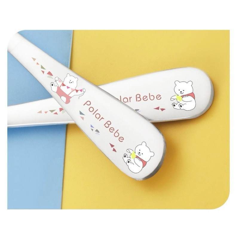 ชุดช้อนส้อมเด็ก สแตนเลส304 แบบยาว พร้อมกล่อง ช้อนส้อมฝึกกินข้าว Kid Spoon Fork Set รูปที่ 2