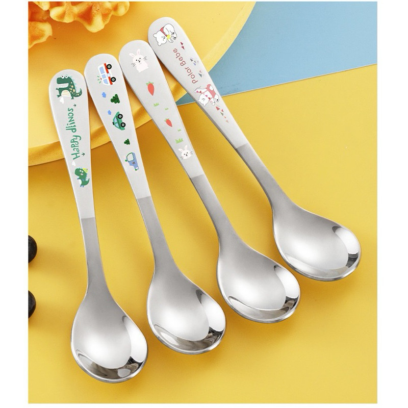 ชุดช้อนส้อมเด็ก สแตนเลส304 แบบยาว พร้อมกล่อง ช้อนส้อมฝึกกินข้าว Kid Spoon Fork Set รูปที่ 8