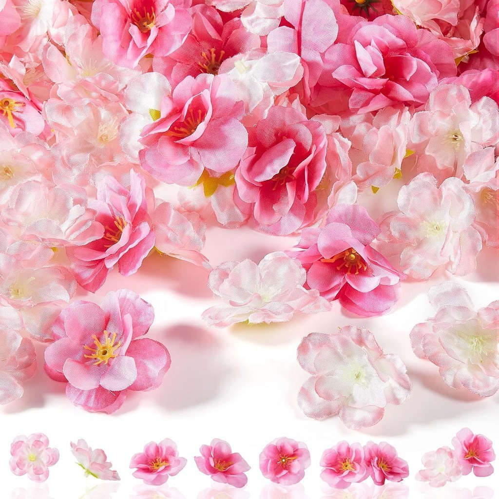 10pcs Cherry Blossom หัวประดิษฐ์ Cherry Blossom ผ้าไหมปลอม Cherry Blossom หัว Cherry Blossom กลีบสํา