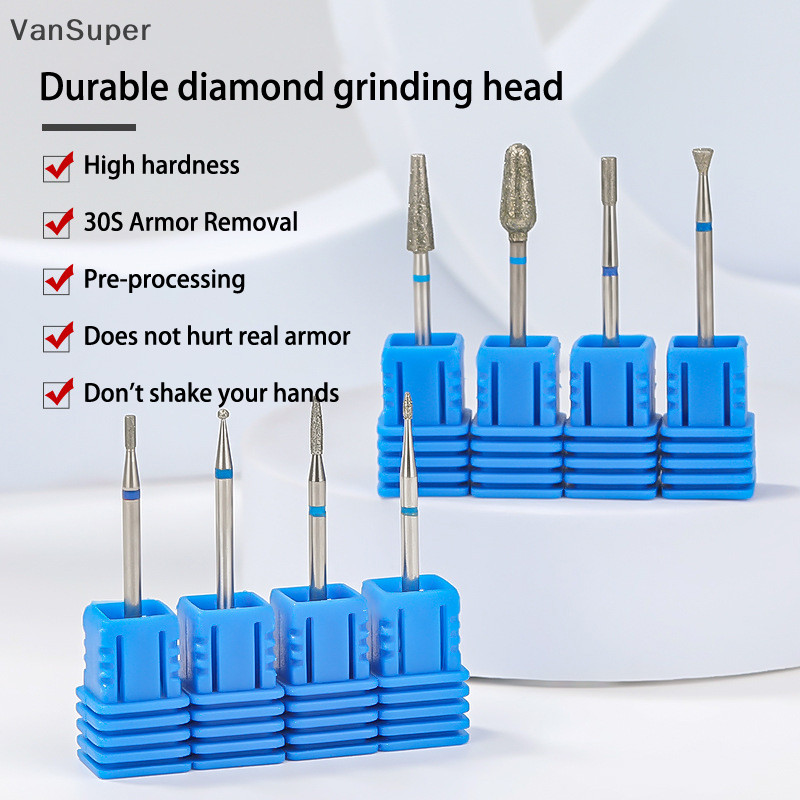 Vansuper เพชรเล็บเจาะบิต Cuticle ทําความสะอาด Milling เครื่องตัดเล็บสําหรับเล็บไฟฟ้าอุปกรณ์เสริม Ball Burr ถอด HOT