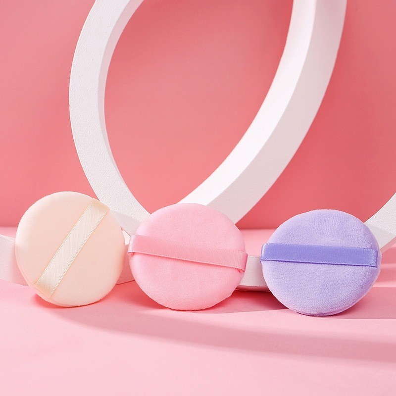 พัฟแต่งหน้าทรงกลมพร้อมริบบิ้นแป้งฝุ่น Applicators รูปที่ 5