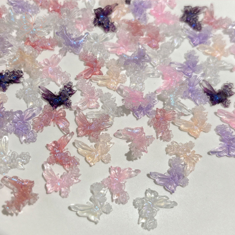 [maybeauty] 30 ชิ้น DIY ตกแต่งเล็บ 3D เครื่องประดับดอกไม้เล็บเจาะ Aurora เรซิ่น Glitter Rose เล็บออกแบบ {TH}